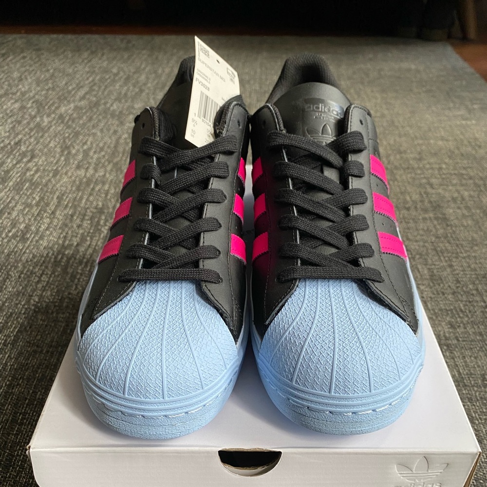 ADIDAS ORIGINALS: NWT Superstar MG Mens10US sneakers FB3028 CBLACK/GLOBLU/SHOPNK